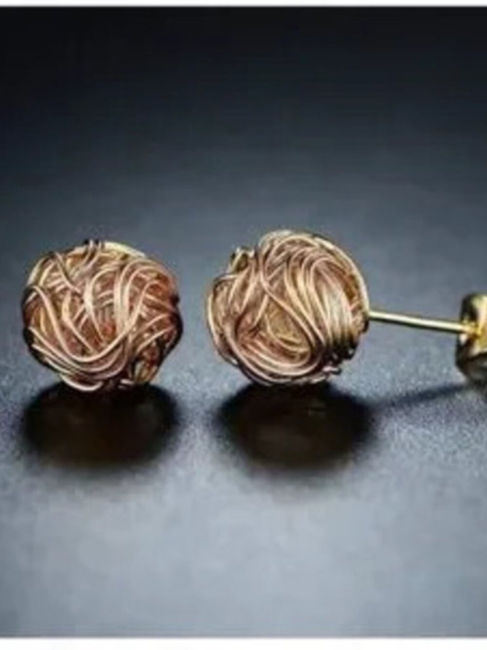 Gold 18k Gold Plated Knot Ball Stud Earrings